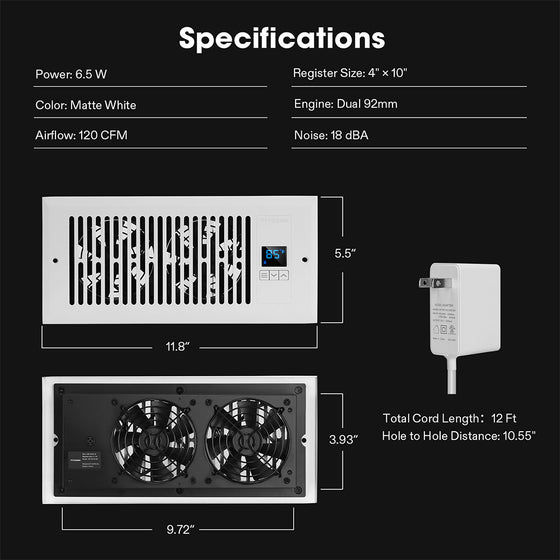 Smart HVAC Register Booster Fan